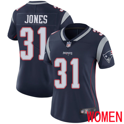 New England Patriots Football 31 Vapor Limited Navy Blue Women Jonathan Jones Home NFL Jersey